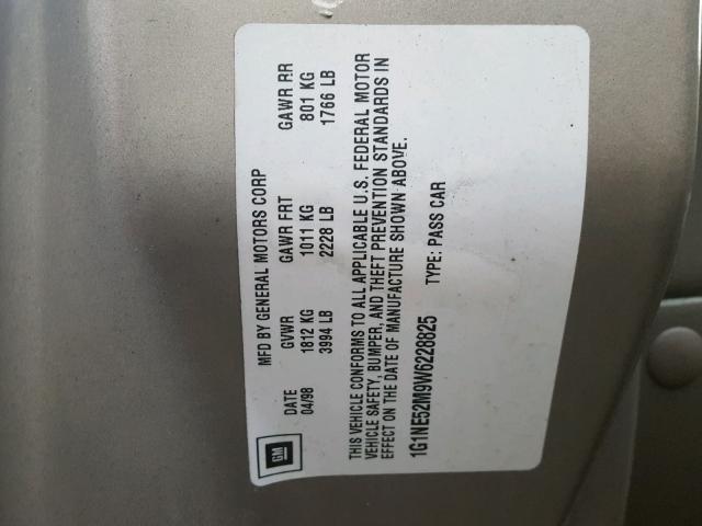 1G1NE52M9W6228825 - 1998 CHEVROLET MALIBU LS Qızıl foto 10