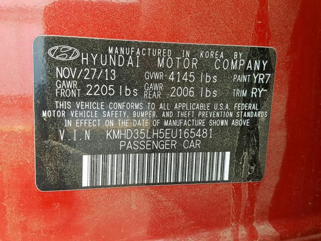 KMHD35LH5EU165481 - 2014 HYUNDAI ELANTRA GT RED photo 10