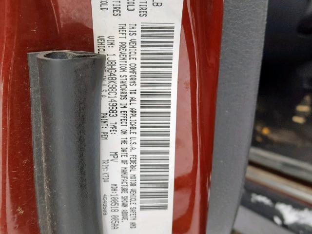 1J8HG48K98C149683 - 2008 JEEP COMMANDER Qırmızı foto 10