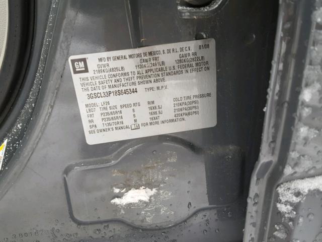 3GSCL33P18S645344 - 2008 SATURN VUE XE GRAY photo 10
