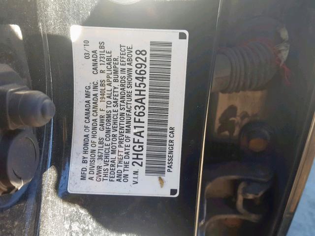 2HGFA1F63AH546928 - 2010 HONDA CIVIC LX-S Qara foto 10