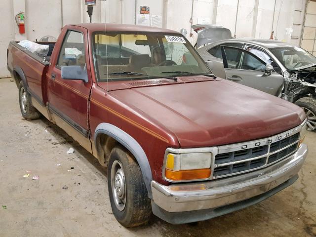 1B7FL26X4PS164187 - 1993 DODGE DAKOTA BURGUNDY photo 1