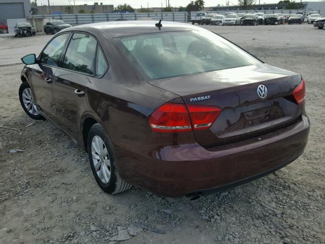 1VWAP7A3XCC097824 - 2012 VOLKSWAGEN PASSAT S BURGUNDY photo 3