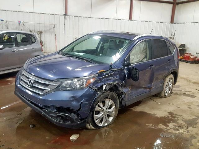 2HKRM4H77EH690716 - 2014 HONDA CR-V EXL BLUE photo 2