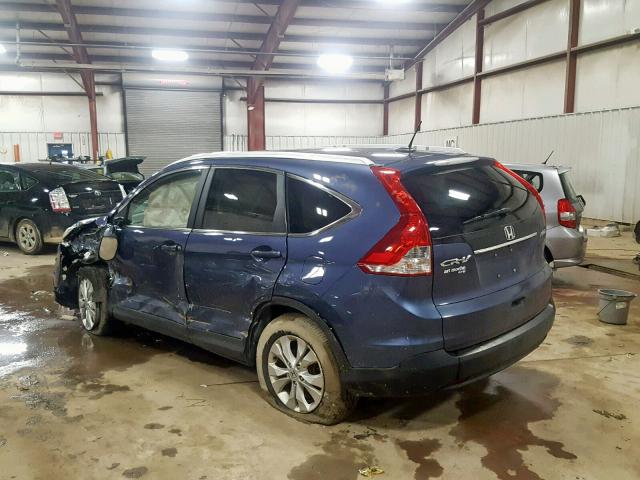 2HKRM4H77EH690716 - 2014 HONDA CR-V EXL BLUE photo 3