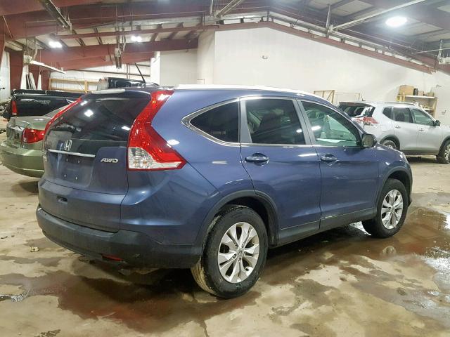 2HKRM4H77EH690716 - 2014 HONDA CR-V EXL BLUE photo 4