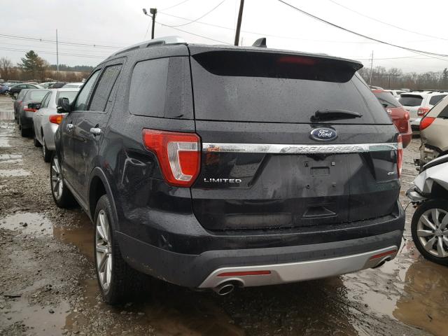 1FM5K8F8XGGA10446 - 2016 FORD EXPLORER L BLACK photo 3