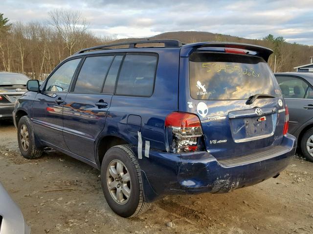 JTEEP21A440023139 - 2004 TOYOTA HIGHLANDER BLUE photo 3