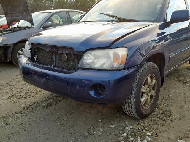 JTEEP21A440023139 - 2004 TOYOTA HIGHLANDER BLUE photo 9