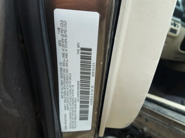 4S4BP60C996336608 - 2009 SUBARU OUTBACK BROWN photo 10