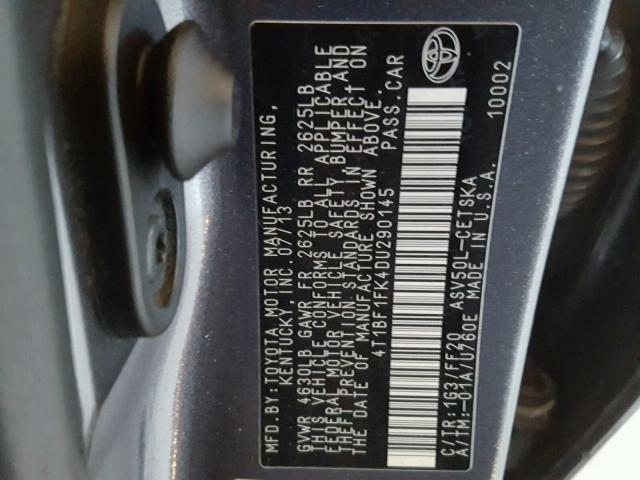 4T1BF1FK4DU290145 - 2013 TOYOTA CAMRY L Boz foto 10