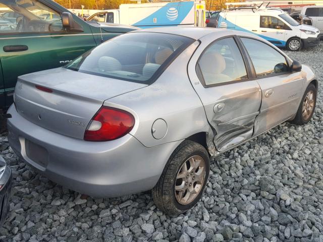 1B3ES46C21D101738 - 2001 DODGE NEON SE SILVER photo 4