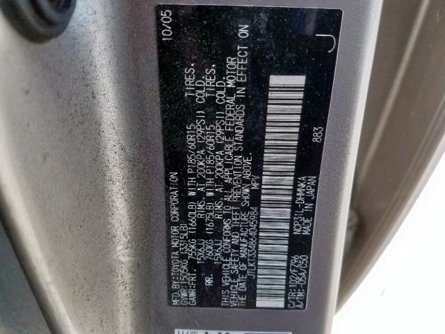 JTLKT334864045984 - 2006 TOYOTA SCION XB Grau Foto 10