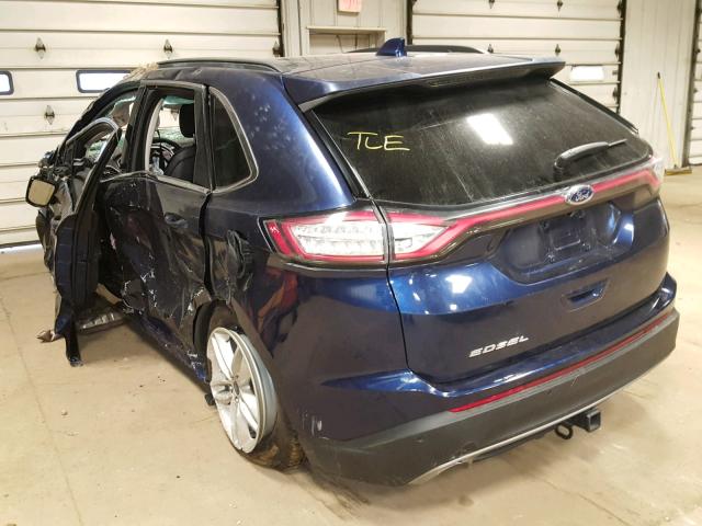 2FMPK4J91GBC62384 - 2016 FORD EDGE SEL BLUE photo 3