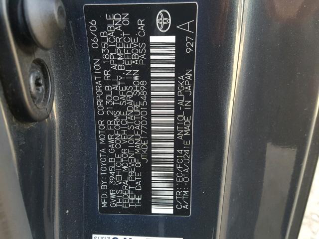 JTKDE177070154898 - 2007 TOYOTA SCION TC 灰色 照片 10