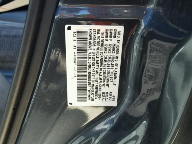 5FNRL18594B104367 - 2004 HONDA ODYSSEY LX GRAY photo 10