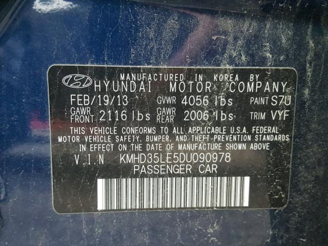 KMHD35LE5DU090978 - 2013 HYUNDAI ELANTRA GT BLUE photo 10