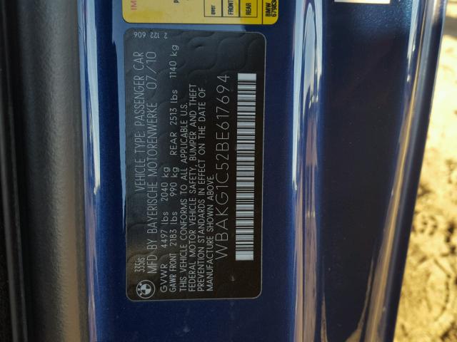 WBAKG1C52BE617694 - 2011 BMW 335 IS BLUE photo 10