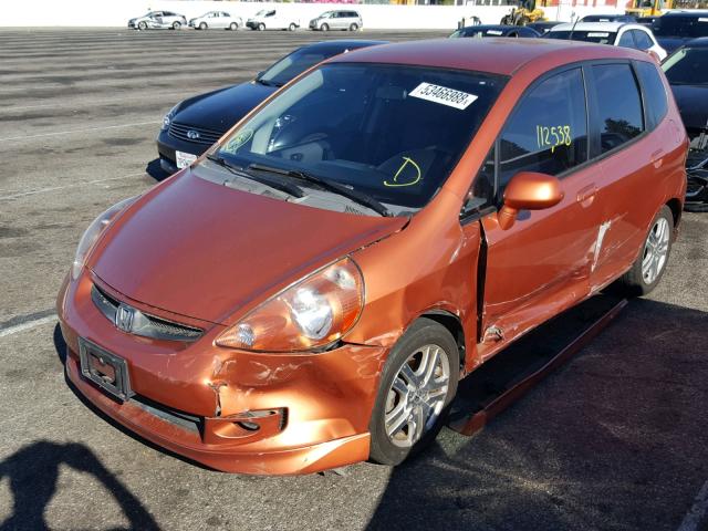 JHMGD38657S023963 - 2007 HONDA FIT S ORANGE photo 2