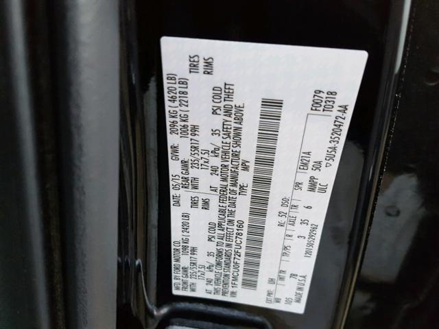 1FMCU0F72FUC78160 - 2015 FORD ESCAPE S BLACK photo 10