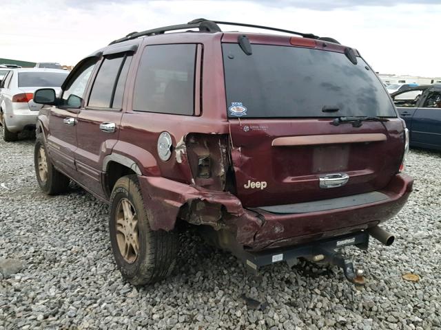 1J4G268S9XC770833 - 1999 JEEP GRAND CHER MAROON photo 3