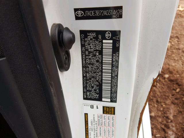 JTKDE3B72A0314628 - 2010 TOYOTA SCION TC Ağ foto 10