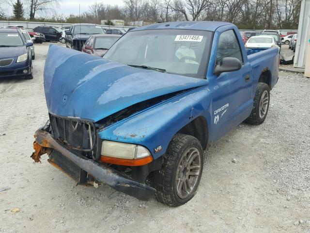 1B7FL26X0WS706481 - 1998 DODGE DAKOTA BLUE photo 2