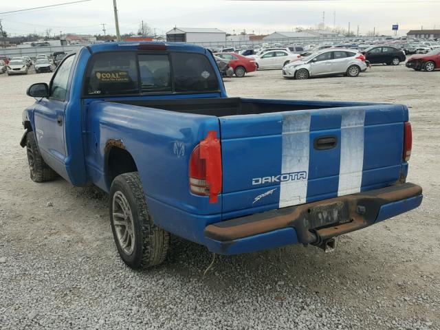 1B7FL26X0WS706481 - 1998 DODGE DAKOTA BLUE photo 3