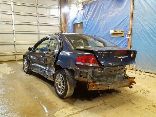 1C3EL46X14N382576 - 2004 CHRYSLER SEBRING LX BLUE photo 3