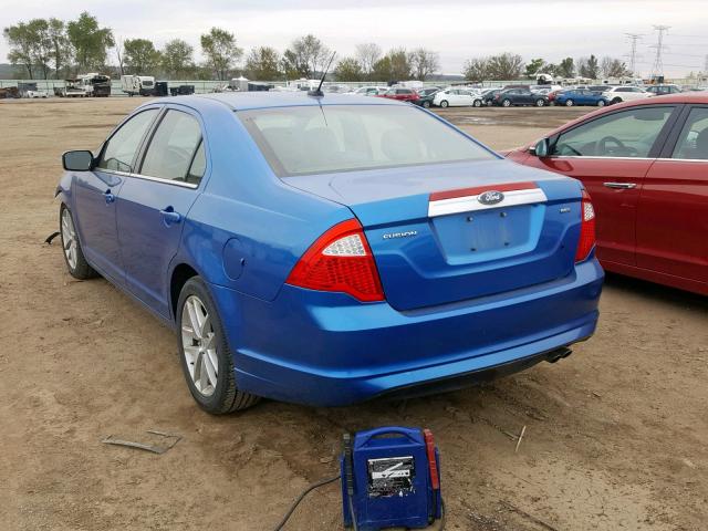 3FAHP0JA3BR139652 - 2011 FORD FUSION SEL BLUE photo 3