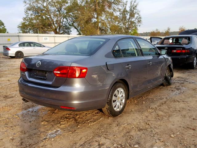 3VW2K7AJ3CM409255 - 2012 VOLKSWAGEN JETTA BASE Մոխրագույն լուսանկար 4