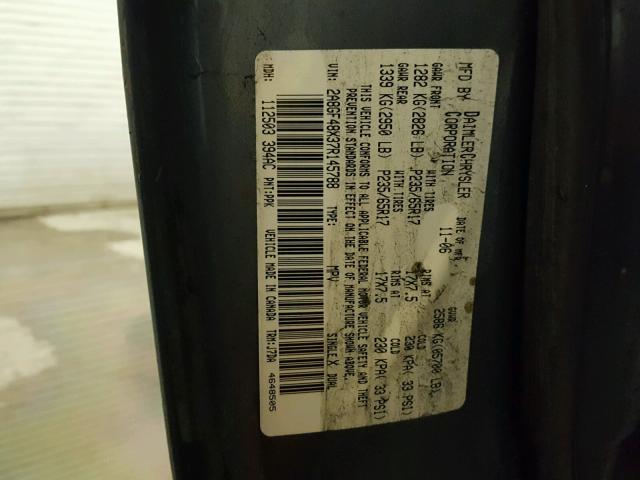 2A8GF48X37R145788 - 2007 CHRYSLER PACIFICA BLUE photo 10