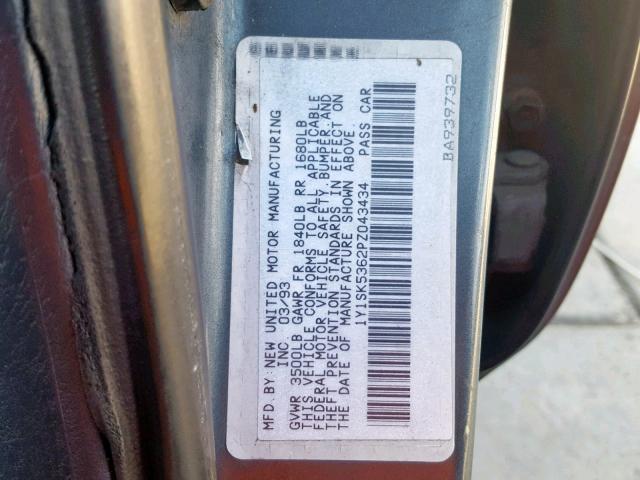 1Y1SK5362PZ043434 - 1993 GEO PRIZM BASE BURGUNDY photo 10