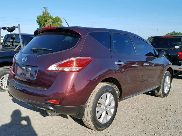 JN8AZ1MU2EW409476 - 2014 NISSAN MURANO S BURGUNDY photo 4