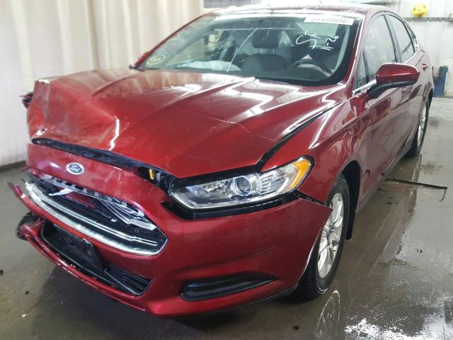 3FA6P0G71GR315222 - 2016 FORD FUSION S RED photo 2