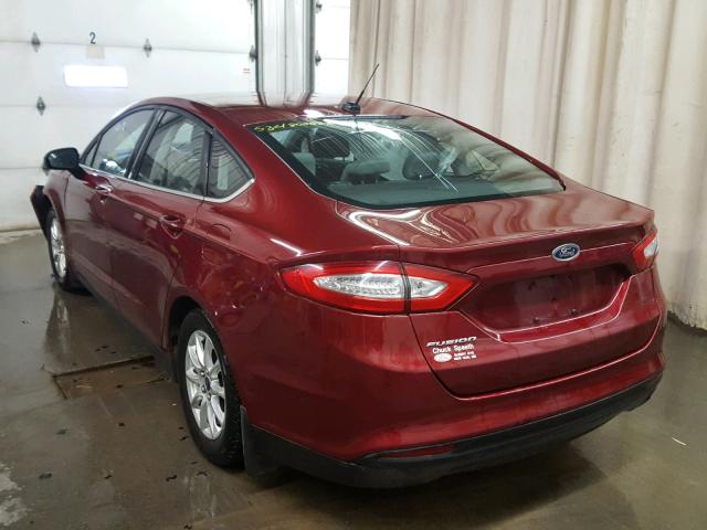 3FA6P0G71GR315222 - 2016 FORD FUSION S RED photo 3