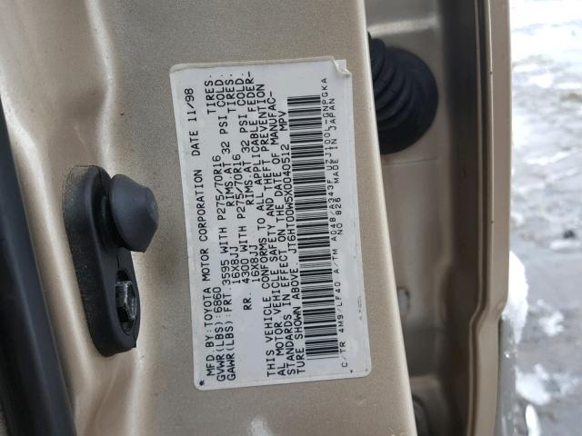 JT6HT00W5X0040512 - 1999 LEXUS LX 470 TAN photo 10