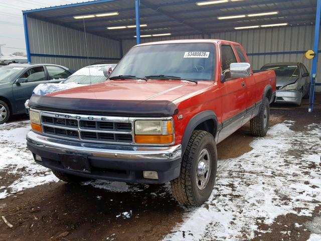 1B7GG23Y5TS614378 - 1996 DODGE DAKOTA RED photo 2