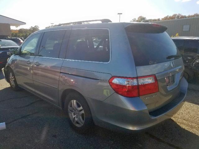 5FNRL38777B115529 - 2007 HONDA ODYSSEY EX BLUE photo 3