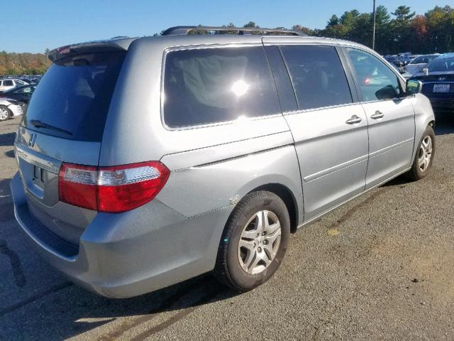 5FNRL38777B115529 - 2007 HONDA ODYSSEY EX BLUE photo 4