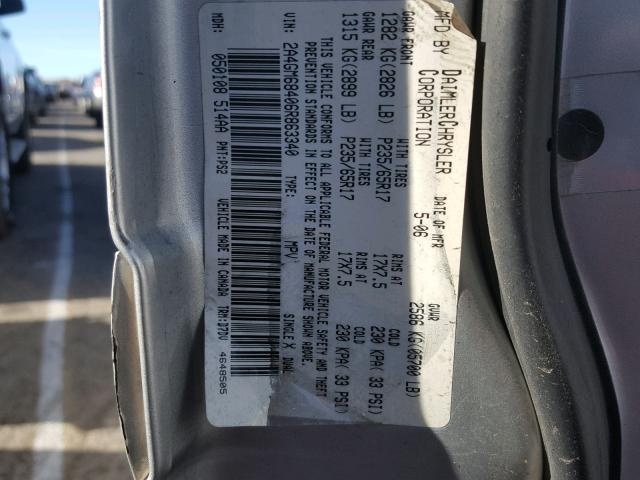 2A4GM68406R863340 - 2006 CHRYSLER PACIFICA T SILVER photo 10