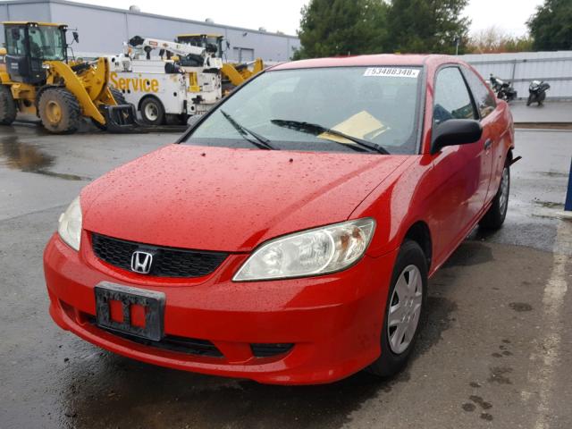 1HGEM22175L069559 - 2005 HONDA CIVIC DX V RED photo 2