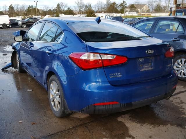 KNAFX4A85F5318562 - 2015 KIA FORTE EX BLUE photo 3