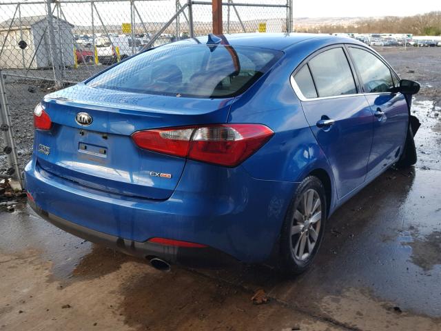 KNAFX4A85F5318562 - 2015 KIA FORTE EX BLUE photo 4