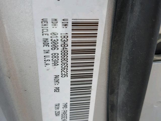 1B3HB48B68D656235 - 2008 DODGE CALIBER SX SILVER photo 10