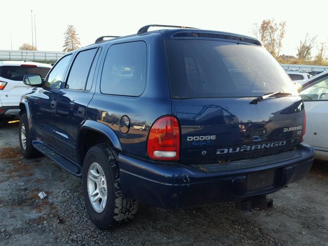 1D4HS58N03F512131 - 2003 DODGE DURANGO SL BLUE photo 3