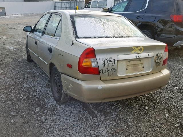 KMHCG45C21U190506 - 2001 HYUNDAI ACCENT GL SILVER photo 3