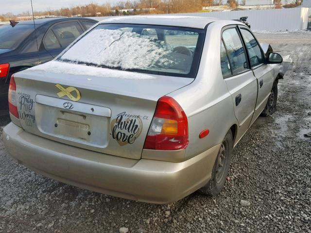 KMHCG45C21U190506 - 2001 HYUNDAI ACCENT GL SILVER photo 4