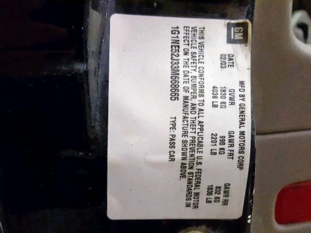 1G1NE52J33M668665 - 2003 CHEVROLET MALIBU LS BLACK photo 10