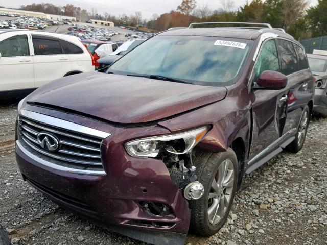 5N1AL0MN4DC331956 - 2013 INFINITI JX35 BASE MAROON photo 2